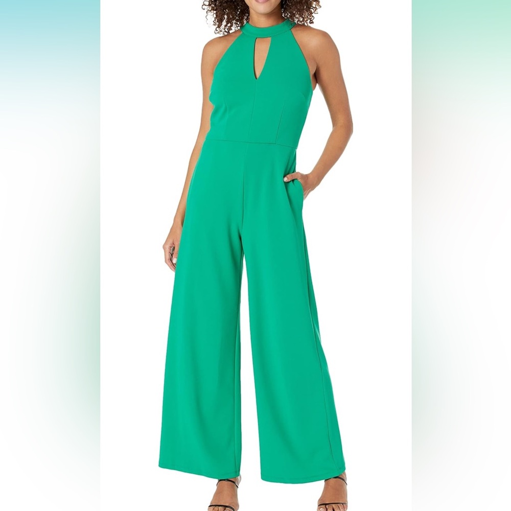 NWT • Maggy London • Women's High Neck Jumpsuit • Sleeveless, Keyhole-Green 💚💚